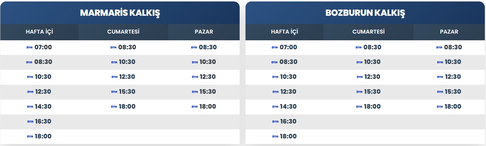 Marmaris - Bozburun Minibüs Saatleri